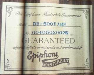 MASTERBILT EPIPHONE DR 500 RANS ACUSTIC GUITAR WITH HARD CASE  