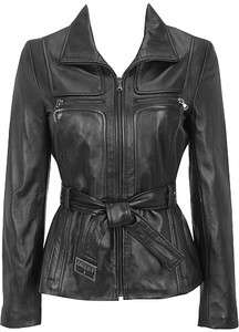 Kenneth Cole Belted Genuine Leather Coat Hipster Jacket NWT $469 model 