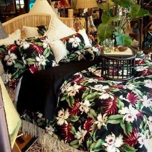  Hanalei Orchids Black Comforter   Queen