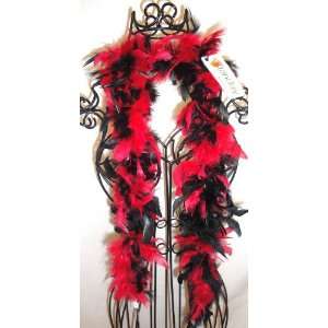  Tanday Black/Red Swirl Premium Quality 6 feet 40g Feather Boa 