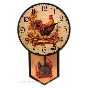  Rustic Country Kitchen Roosters/Farm Pendulum Clock
