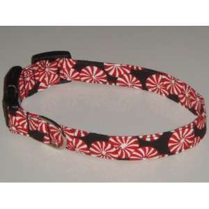 Black Christmas Peppermint Candy Dog Collar X Large 1