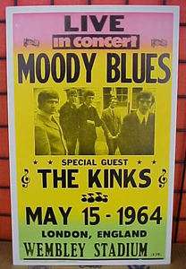 Moody Blues/Kinks in London 1964 Concert Poster  