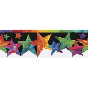  Rainbow Star Die Cut Wallpaper Border in Black