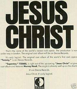 JESUS CHRIST Superstar 1970 ROCK OPERA Promo Poster Ad  