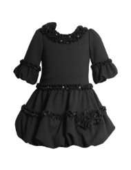 Bonnie Jean TODDLERS 2T 4T 2 Piece BLACK SEQUINED CHARMEUSE ROSETTE 