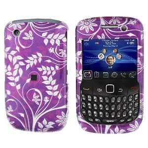 Blackberry 8520 Curve 9300 Purple Flower Case Cover Protector + LCD 
