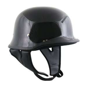  DOT German Style Black Half Face Motorcycle Helmet Large 