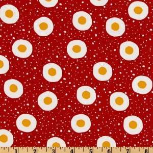  44 Wide Metro Market Eggs Over Easy Red Fabric By The 