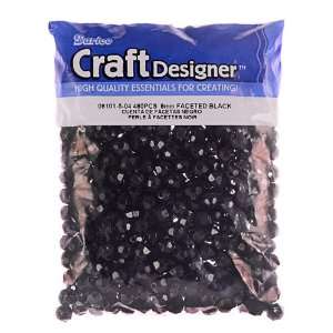  Faceted Beads, 8mm, Black OP, 480pc Pkg Arts, Crafts 