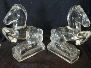 Very nice pair of rearing crystal horse bookends by LE Smith popular 