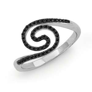   Diamond Black Twisted Fashion Circle Ring (1/5 cttw) D GOLD Jewelry