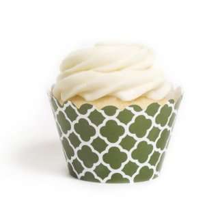  Dress My Cupcake Leaf Green Spanish Tile Cupcake Wrappers 