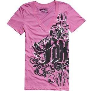 Fox Racing Womens Rendezvous V Neck T Shirt   Small/Pink 