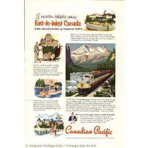  1952 Canadian Pacific East to West Canada Vintage Ad 