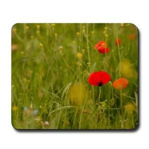    Poppies in the field Green Mousepad by  Office 