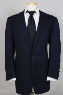 Oxxford Clothes Navy Super 100s Bespoke Suit 44 L MINT  