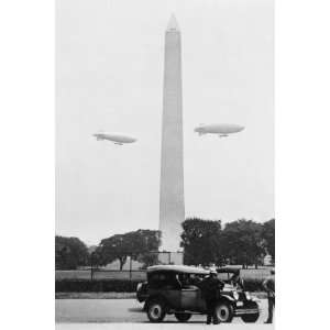  Blimps practice over the Washington Monument 16X24 Giclee 