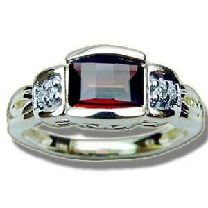  .03 ct 7X5 Barrel Cut Garnet Ladies Ring Jewelry