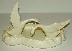 Haeger USA Buttercreme Matte 12 Float Bowl + Two Geese  