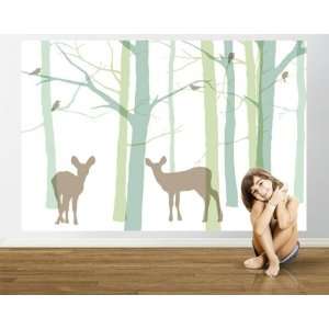 Forest Friends   Pink Easy Up Wall Mural 