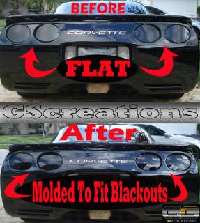   Corvette Custom MOLDED Blackout Tail Light Lens Kit SMOKED Blackouts