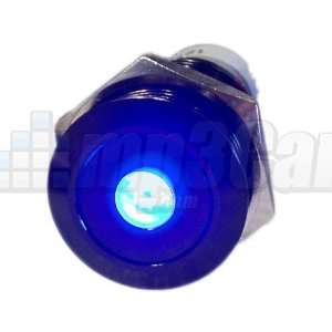  Black Push Button Switch Latching Blue Dot LED 16mm 