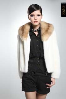 2011 SAGA Womens Top luxury mink fur MINK Coat Marten fur white + NEW 