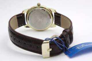   Mouse Collectible Gold Tone Brown Leather Band Watch MCK612  