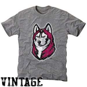  Bloomsburg Huskies Ash Distressed Logo Vintage Tri Blend T 