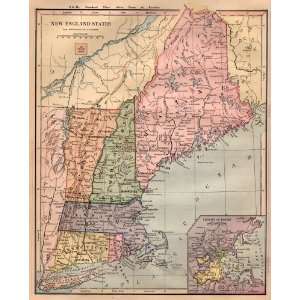  Butler 1887 Antique Map of New England