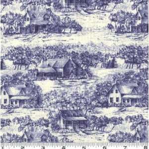  45 Wide Era Toile Blue Fabric By The Yard Arts, Crafts 