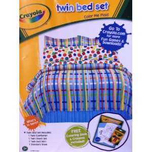   Crayola Color Me Plaid Shapes Boys Blue Twin Bed Set