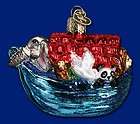 NOAHS ARK OLD WORLD CHRISTMAS GLASS BIBLE STORY NOAH ANIMAL BOAT 