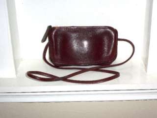  Vintage Burgundy Leather Cross Body Bag New York City RARE #330 9117