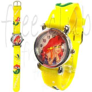 LITTLE MERMAID Pretty ARIEL 3D Yellow Strap Wrist Watch  