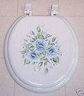 hand painted roses toilet seat blue stan dard soft seat