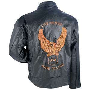 Bikers Motorcycle Leather Jacket Embroidered Eagle  