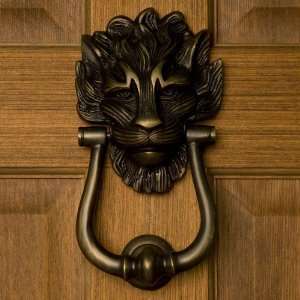  Large Lions Head Door Knocker   Antique Brass