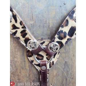   Western Leather Cheetah Hair On Breast Collar Tack