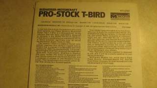 Vintage Instructions Monogram Bud Pro Stock T Bird  