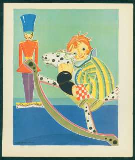 1930 FERN BISEL PEAT Print~RAG DOLL RIDES ROCKING HORSE  