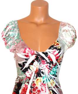 Nwt Women Floral Sublimation Print Dress Shirt Top Blouse Sz S M L XL 