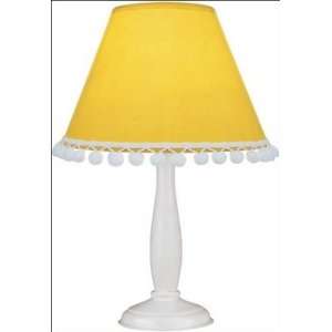   IK 6098L/YLW Pompom Table Lamp, White Wood with Light Yellow Dot Shade