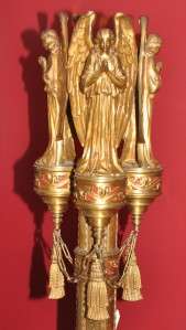   GOTHIC CHURCH RELIGIOUS TRIPLE ANGEL BRONZE SANCTUARY LAMP BL4  