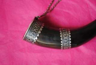 Antique Imperial Russian Silver Niello Wine Drinking Horn No kindjal 