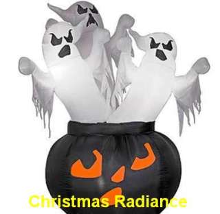 RARE Airblown Inflatable 3 Ghosts in BLACK Pumpkin NIB  