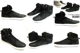 Mens High Top Sneakers Shoes Black Velcro Strap Homme Big Size US 7 8 