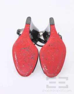 Christian Louboutin Black Patent Leather Peep Toe Wedge Heels Size 39 
