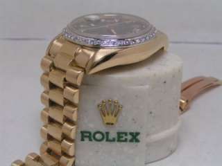 Rolex Mens 18038 President Black Diamond Dial Bezel 18k Solid Gold 